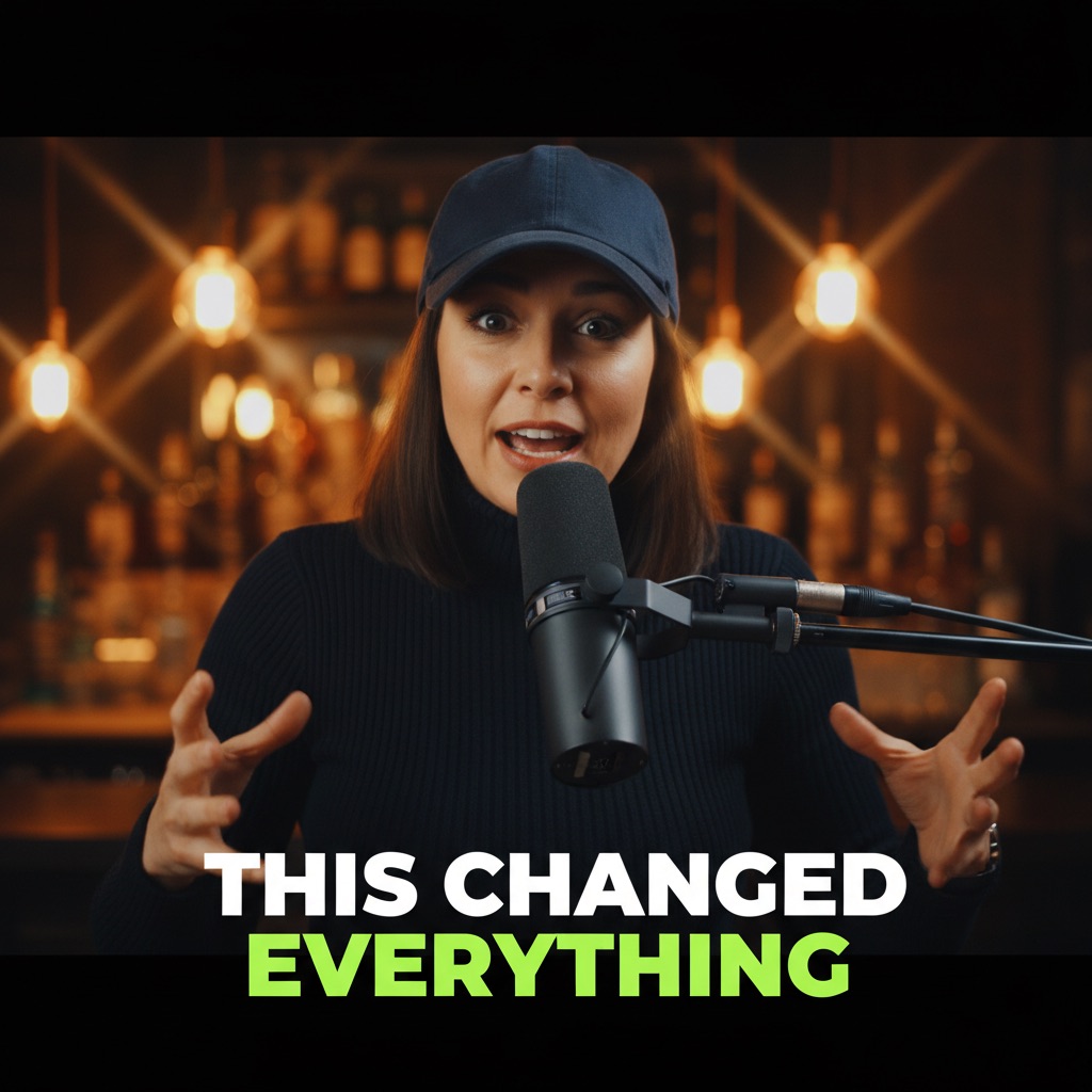 Concept clip frame: a creator mid-sentence, caption “This changed everything”